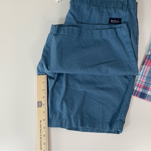 Mens Linen Blend BUNDLE 38x7 Shorts XXL Button Downs Plaid Coastal Summer Preppy - Picture 6 of 14